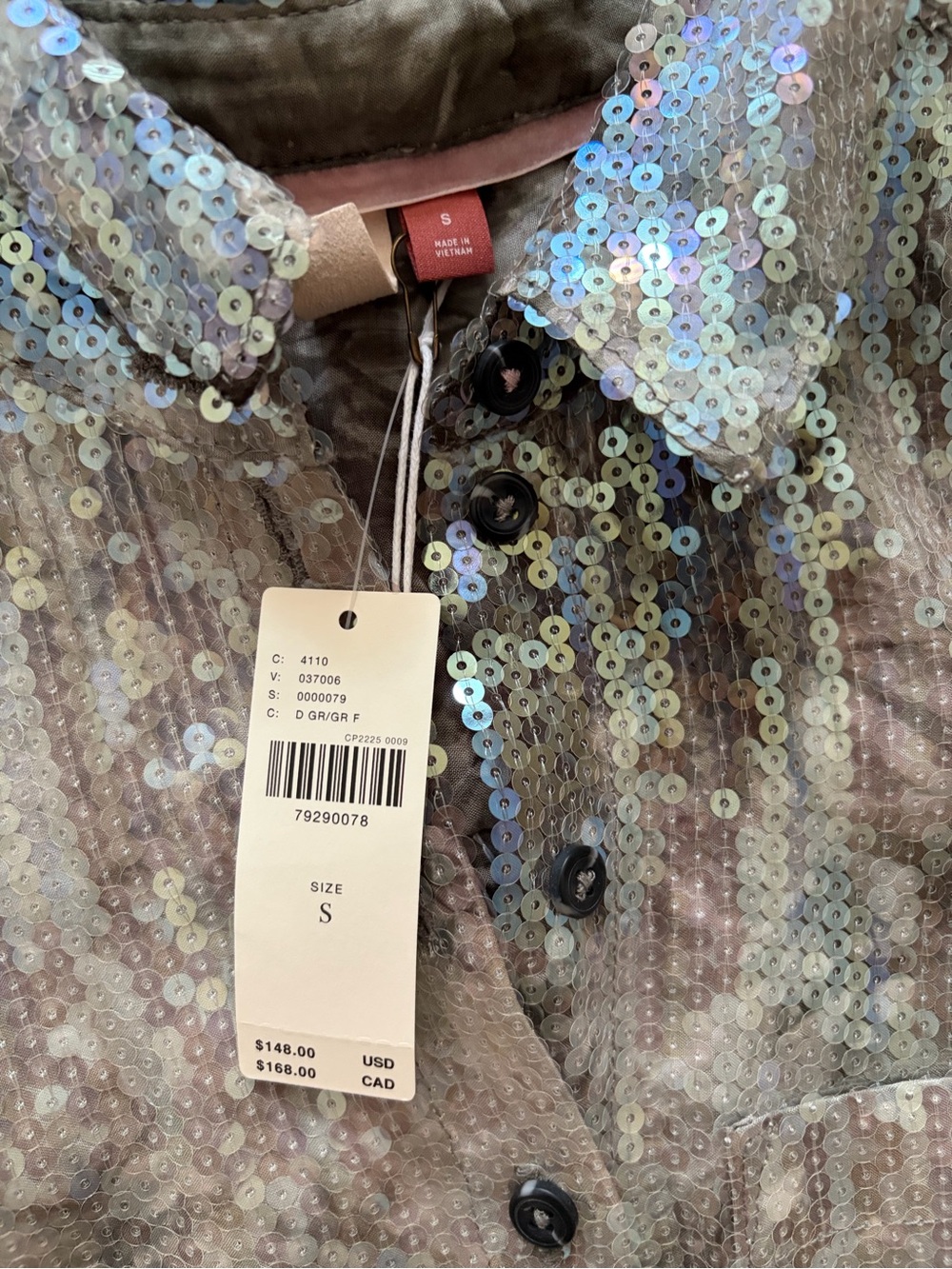 Anthropologie Iridescent Sequin Button-Down Shirt - Green/Purple/Blue